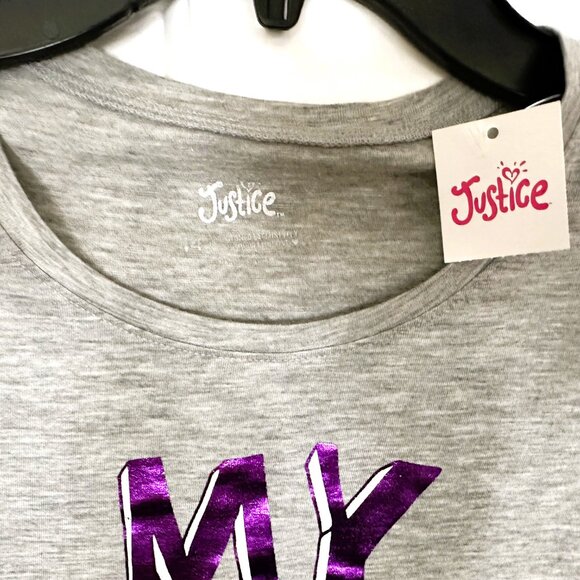 NWT Girls Justice Gray Short‎ Sleeve Top with Panda Bears - Picture 3 of 4